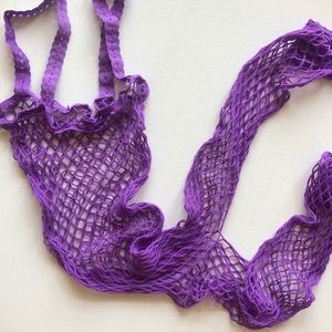 Purple mesh fishnet bodysuit